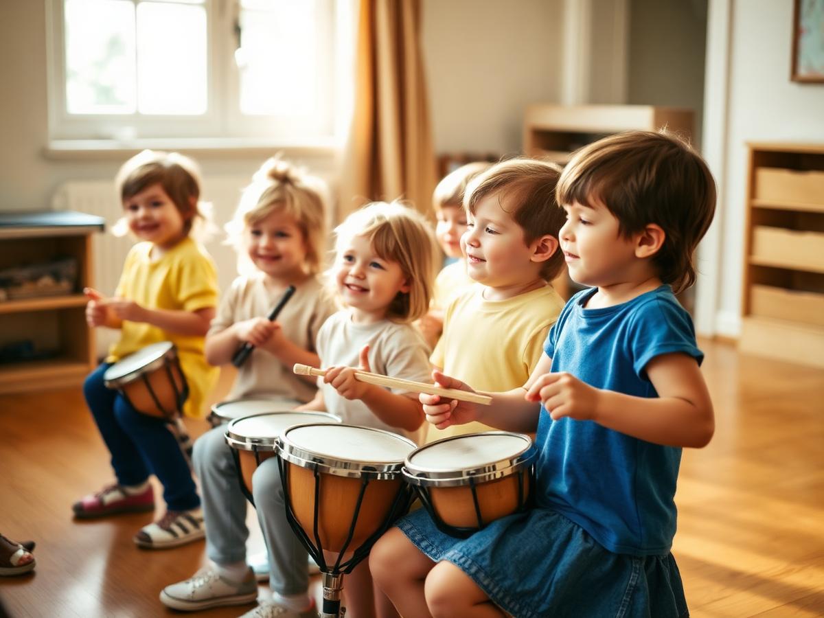 Crianças em aula de musicalização infantil